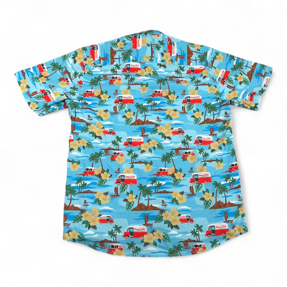 Dixxon Flannel Hawaiian Shirt Adult LARGE Blue Snap On Tools Floral Limited Ed - Picture 3 of 10